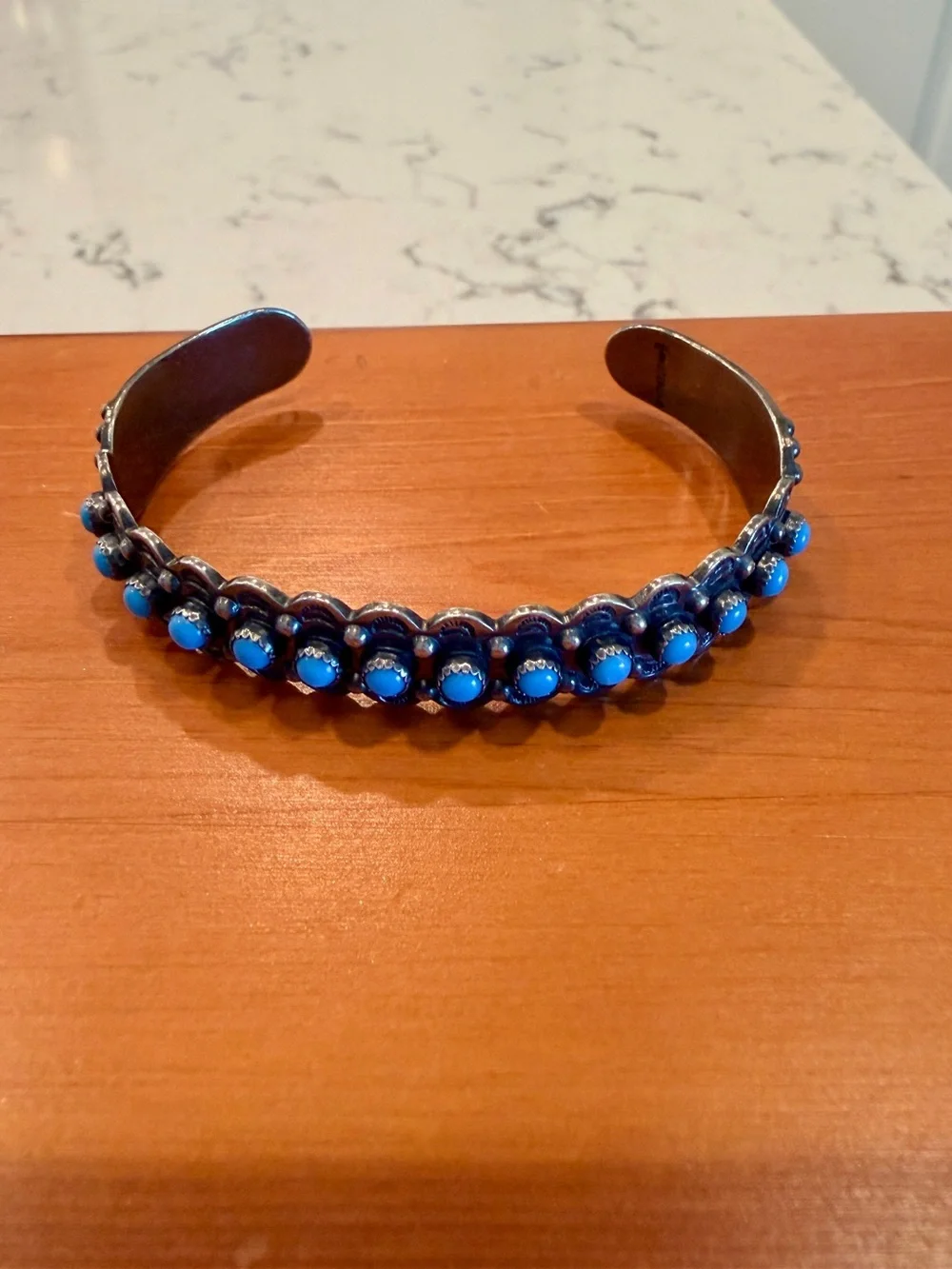 Vintage Bell Trading Post Turquoise & Silver Native American Made Bracelet